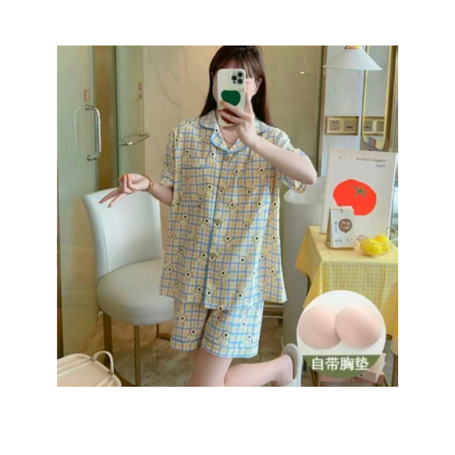 ชุดนอน ผ้าฝ้ายแท้ ระบายอากาศได้ดี สวมใส่สบาย  ขาสั้น