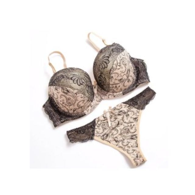 ผู้หญิงเซ็กซี่ Bra ชุด Plus ขนาดดอกไม้ลูกไม้ Bralette  สีน้ำตาล