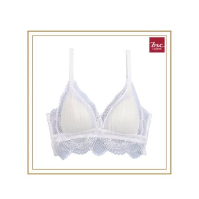 BSC Lingerie ชุดชั้นในเซ็กซี่ลูกไม้ ไร้โครง ผ้าพลีท ผสมลูกไม้ สีขาว