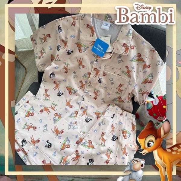 ชุดนอนลายน้องกวาง แบบแขนสั้น